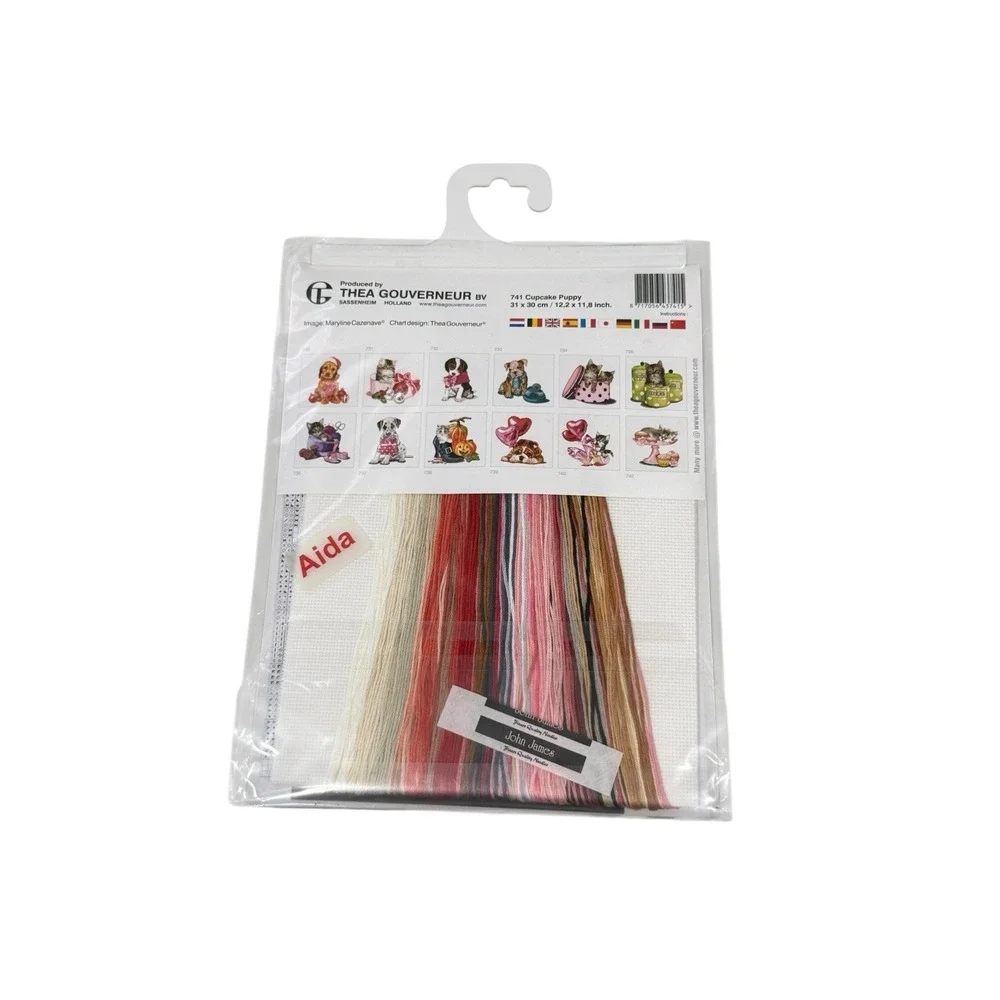 Thea Gouverneur CUPCAKE PUPPY 741 Cross Stitch Kit Opened Unused